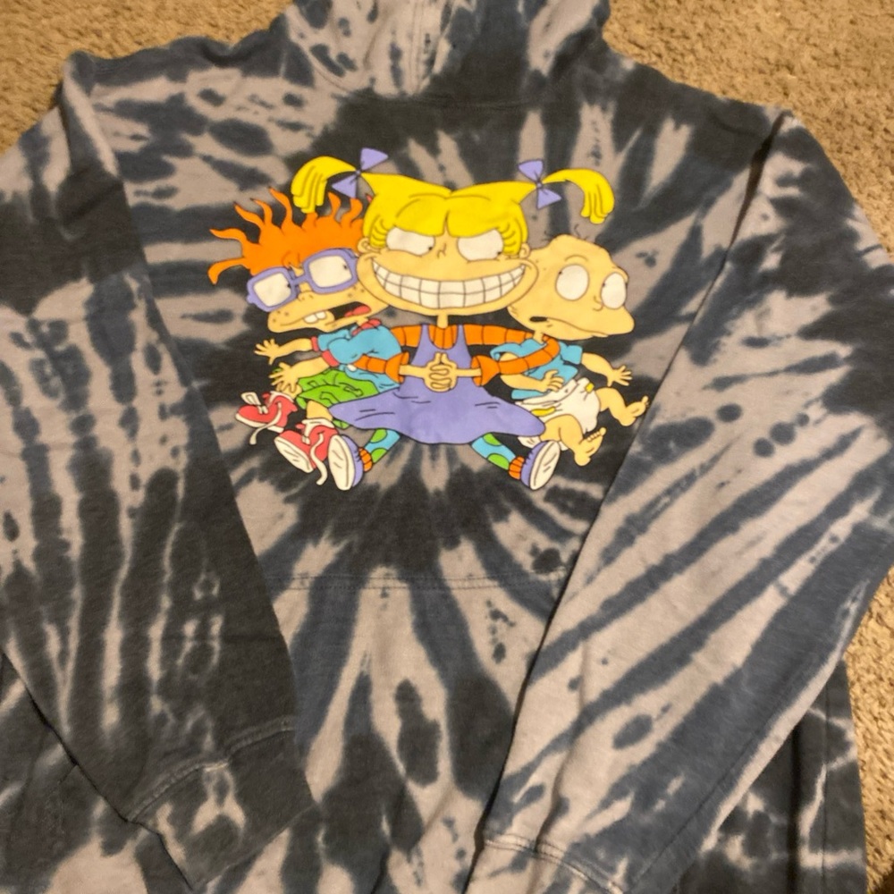 Nickelodeon Rugrats Tie-Dye Hoodie - Black and Gray